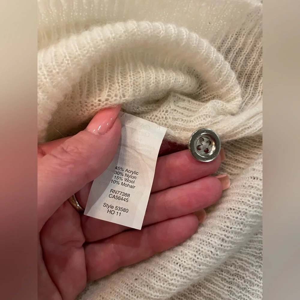 J.Crew Wool and mohair blend Cream Sweater with Button Detail size S